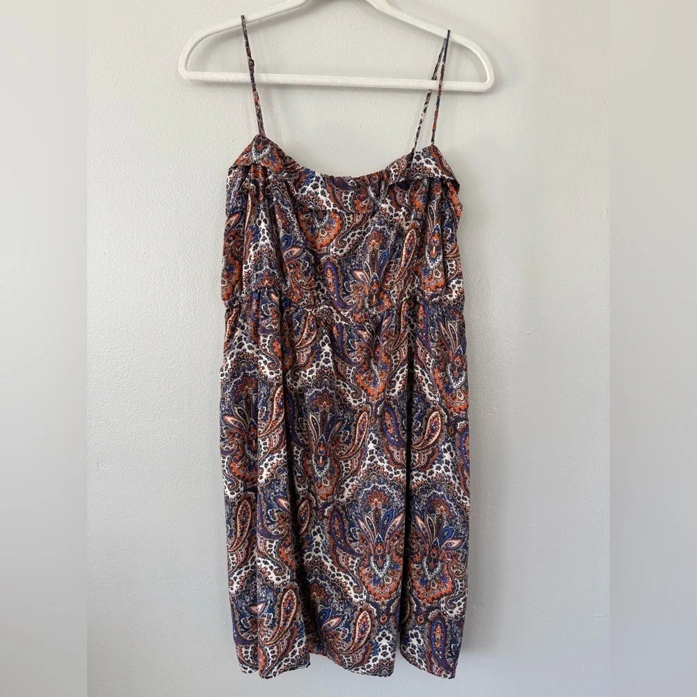 J Crew Silk Paisley Ruffle Mini Dress
